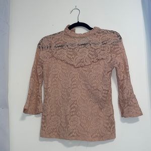 3/4 Blush Sleeve Crochet Lacy Top